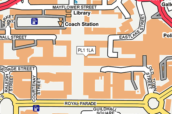 PL1 1LA map - OS OpenMap – Local (Ordnance Survey)