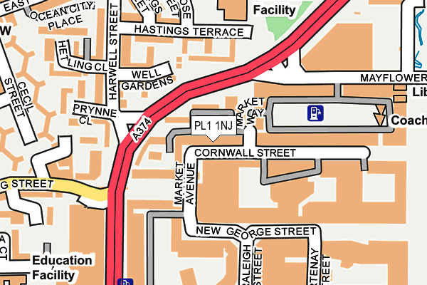 PL1 1NJ map - OS OpenMap – Local (Ordnance Survey)