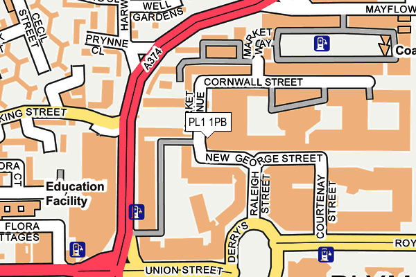 PL1 1PB map - OS OpenMap – Local (Ordnance Survey)