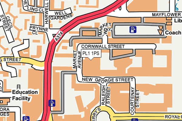 PL1 1PS map - OS OpenMap – Local (Ordnance Survey)