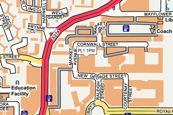 PL1 1PW map - OS OpenMap – Local (Ordnance Survey)