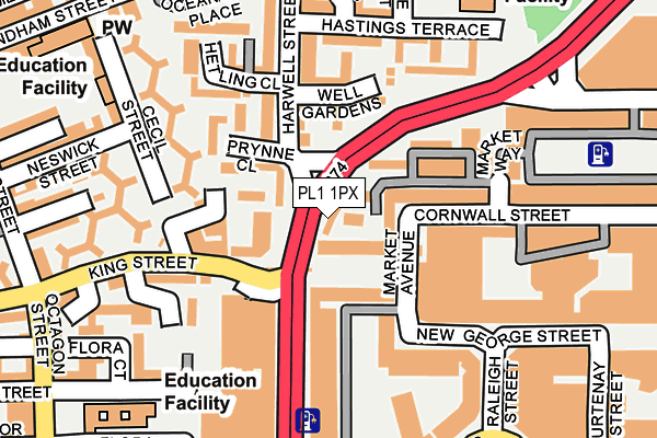 PL1 1PX map - OS OpenMap – Local (Ordnance Survey)