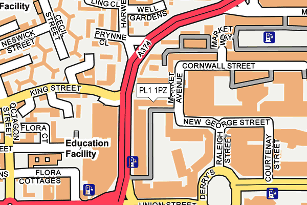 PL1 1PZ map - OS OpenMap – Local (Ordnance Survey)