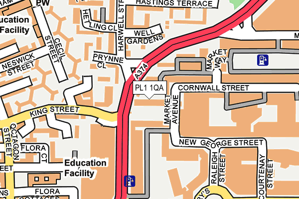 PL1 1QA map - OS OpenMap – Local (Ordnance Survey)