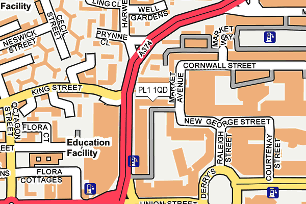 PL1 1QD map - OS OpenMap – Local (Ordnance Survey)