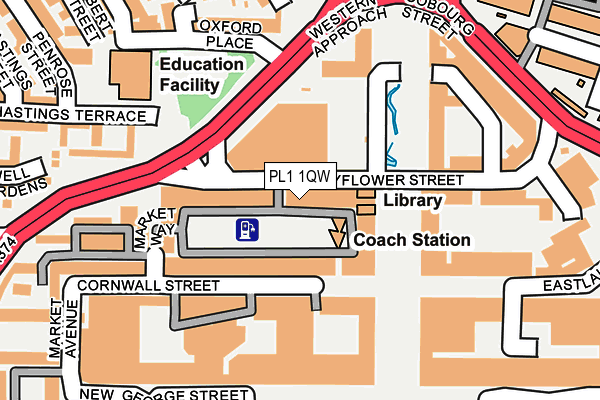 PL1 1QW map - OS OpenMap – Local (Ordnance Survey)