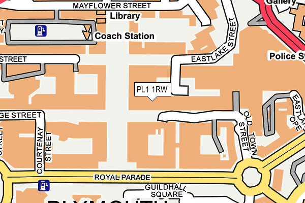 PL1 1RW map - OS OpenMap – Local (Ordnance Survey)