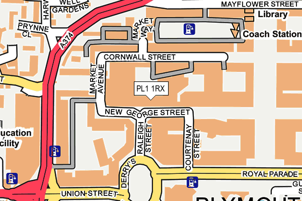PL1 1RX map - OS OpenMap – Local (Ordnance Survey)