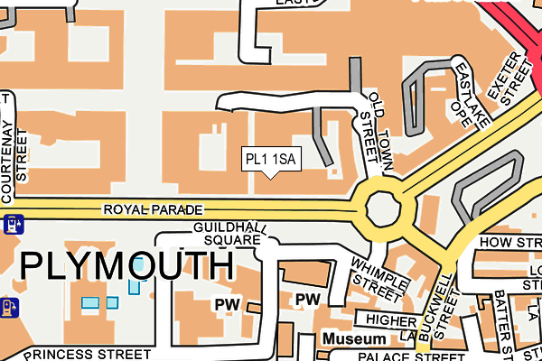 PL1 1SA map - OS OpenMap – Local (Ordnance Survey)