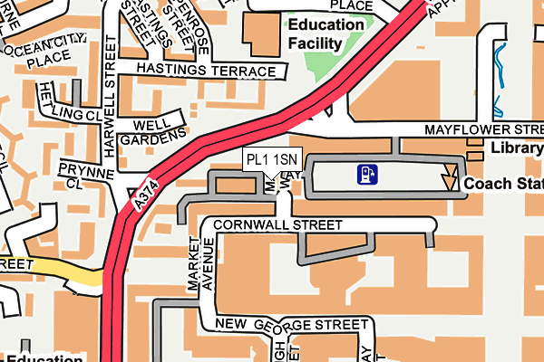 PL1 1SN map - OS OpenMap – Local (Ordnance Survey)