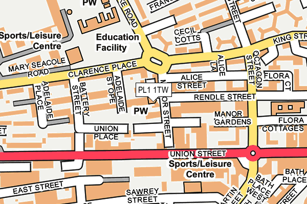 PL1 1TW map - OS OpenMap – Local (Ordnance Survey)