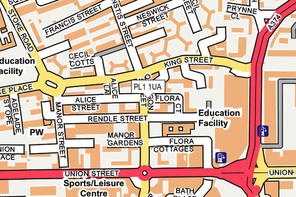 PL1 1UA map - OS OpenMap – Local (Ordnance Survey)