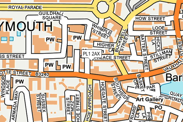 PL1 2AX map - OS OpenMap – Local (Ordnance Survey)