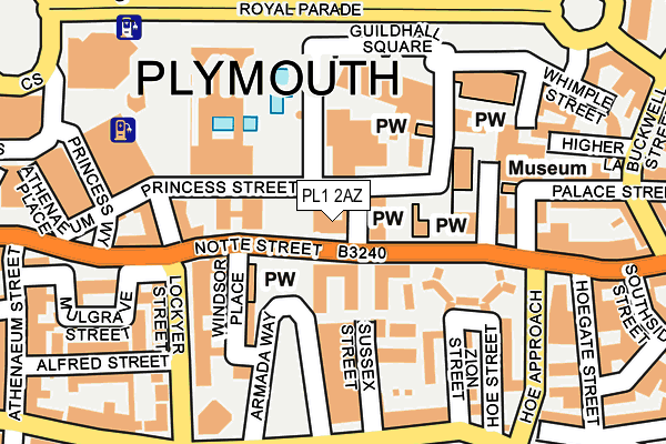 PL1 2AZ map - OS OpenMap – Local (Ordnance Survey)