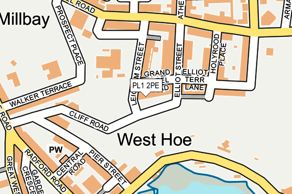 PL1 2PE map - OS OpenMap – Local (Ordnance Survey)