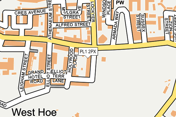 PL1 2PX map - OS OpenMap – Local (Ordnance Survey)