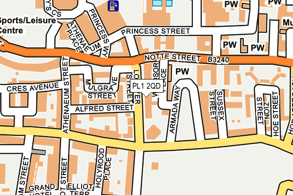 PL1 2QD map - OS OpenMap – Local (Ordnance Survey)