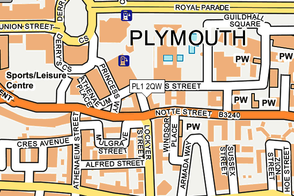 PL1 2QW map - OS OpenMap – Local (Ordnance Survey)