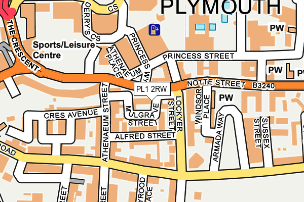 PL1 2RW map - OS OpenMap – Local (Ordnance Survey)