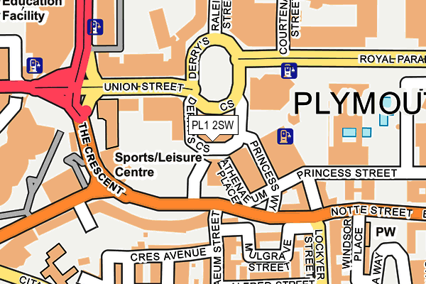 PL1 2SW map - OS OpenMap – Local (Ordnance Survey)