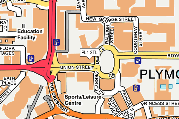 PL1 2TL map - OS OpenMap – Local (Ordnance Survey)