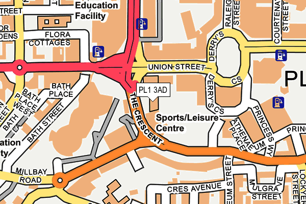 PL1 3AD map - OS OpenMap – Local (Ordnance Survey)