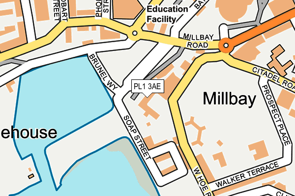 PL1 3AE map - OS OpenMap – Local (Ordnance Survey)