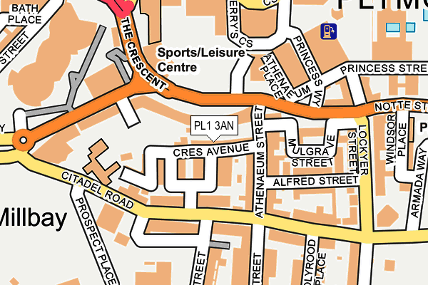 PL1 3AN map - OS OpenMap – Local (Ordnance Survey)
