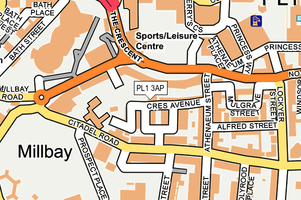 PL1 3AP map - OS OpenMap – Local (Ordnance Survey)