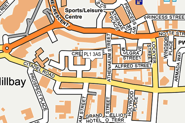 PL1 3AS map - OS OpenMap – Local (Ordnance Survey)