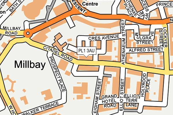 PL1 3AU map - OS OpenMap – Local (Ordnance Survey)