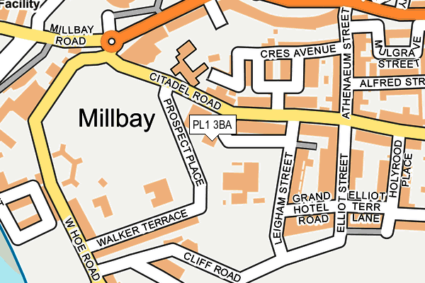 PL1 3BA map - OS OpenMap – Local (Ordnance Survey)