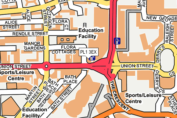 PL1 3EX map - OS OpenMap – Local (Ordnance Survey)