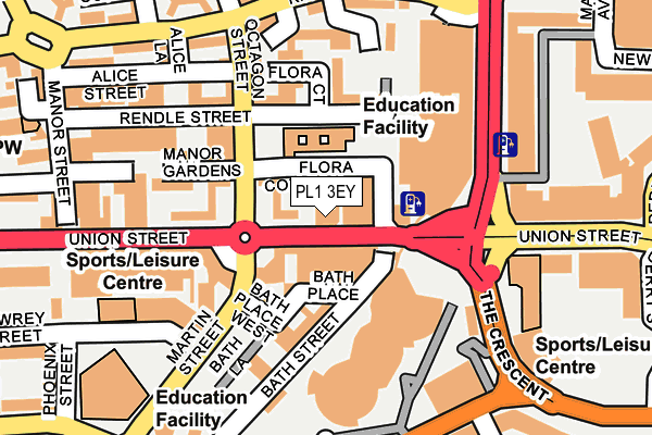 PL1 3EY map - OS OpenMap – Local (Ordnance Survey)