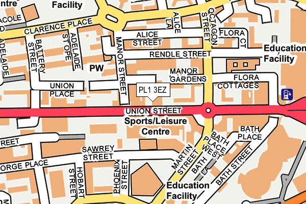 PL1 3EZ map - OS OpenMap – Local (Ordnance Survey)