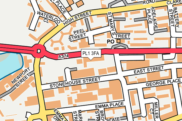 PL1 3FA map - OS OpenMap – Local (Ordnance Survey)