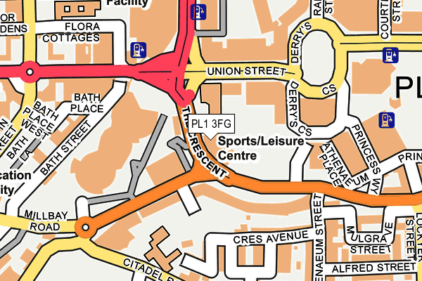 PL1 3FG map - OS OpenMap – Local (Ordnance Survey)