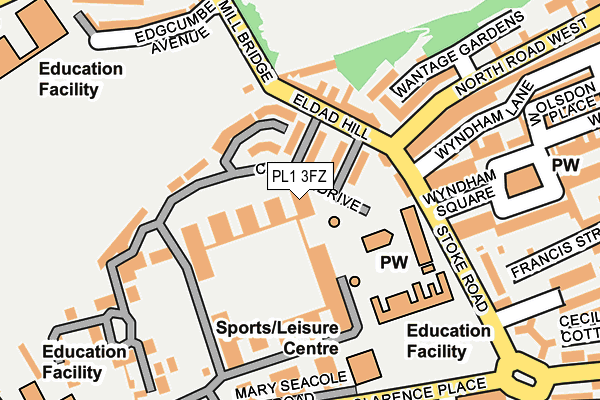 PL1 3FZ map - OS OpenMap – Local (Ordnance Survey)