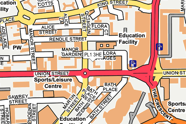 PL1 3HE map - OS OpenMap – Local (Ordnance Survey)