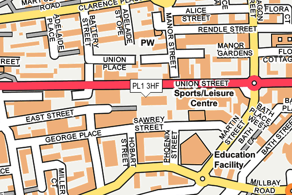 PL1 3HF map - OS OpenMap – Local (Ordnance Survey)