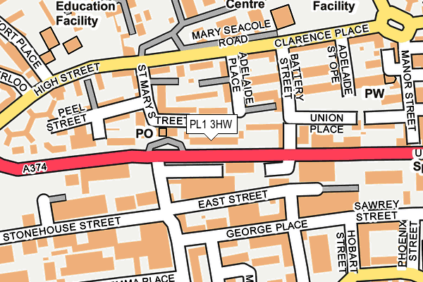 PL1 3HW map - OS OpenMap – Local (Ordnance Survey)
