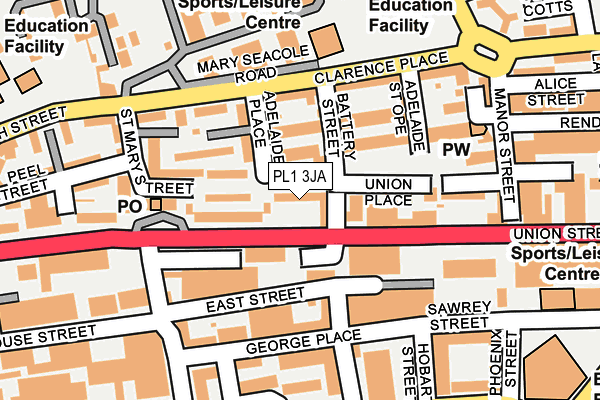 PL1 3JA map - OS OpenMap – Local (Ordnance Survey)