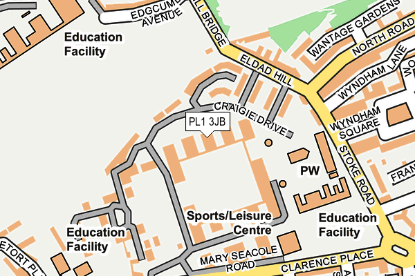 PL1 3JB map - OS OpenMap – Local (Ordnance Survey)