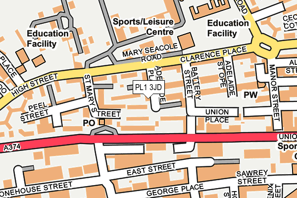 PL1 3JD map - OS OpenMap – Local (Ordnance Survey)