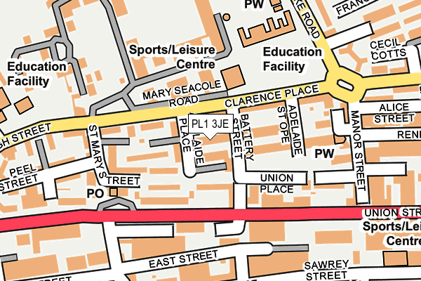 PL1 3JE map - OS OpenMap – Local (Ordnance Survey)