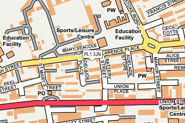 PL1 3JN map - OS OpenMap – Local (Ordnance Survey)