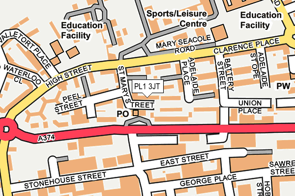 PL1 3JT map - OS OpenMap – Local (Ordnance Survey)