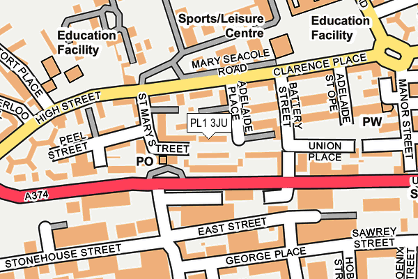 PL1 3JU map - OS OpenMap – Local (Ordnance Survey)