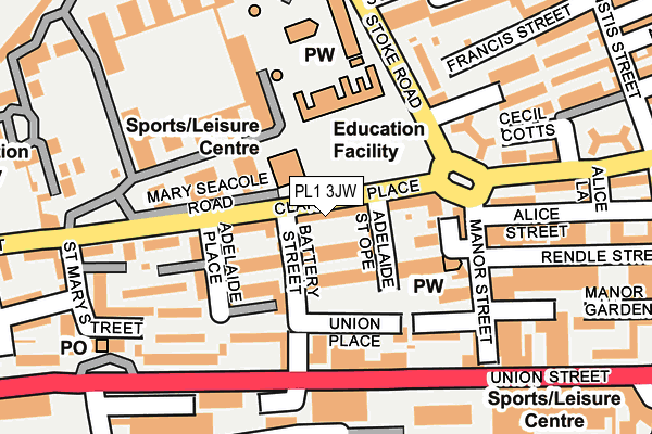 PL1 3JW map - OS OpenMap – Local (Ordnance Survey)