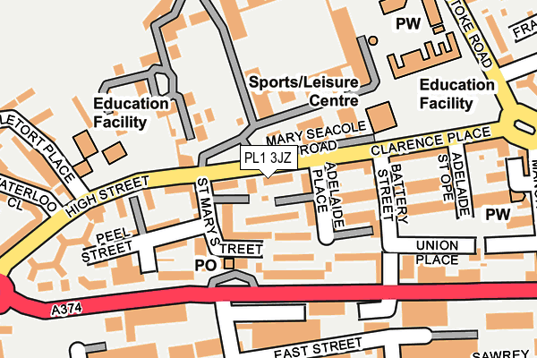 PL1 3JZ map - OS OpenMap – Local (Ordnance Survey)